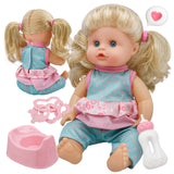 YCFUN Interactive Baby Doll with 12 Sounds & Pee Function, 12" Toy Doll Set with Bottle & Diaper, Pretend Play Toy Gift for Toddlers 3+