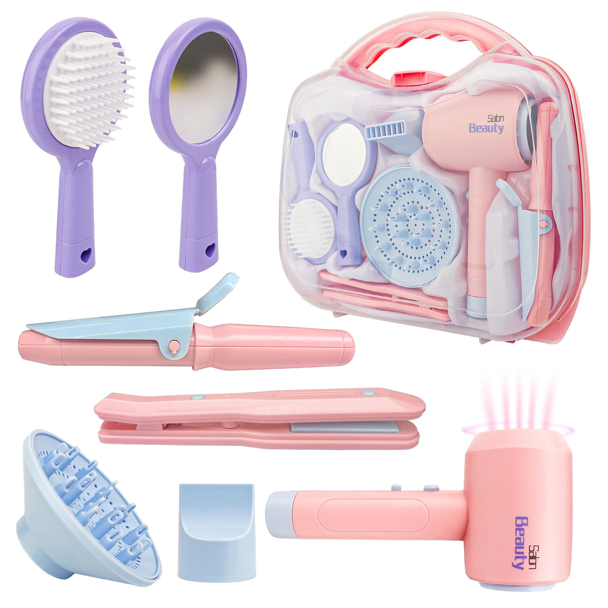 YCFUN Girls Beauty Salon Toy Set, Pretend Play Doll Hair Stylist Toy Kit for Kids Girls Boy Age 3+