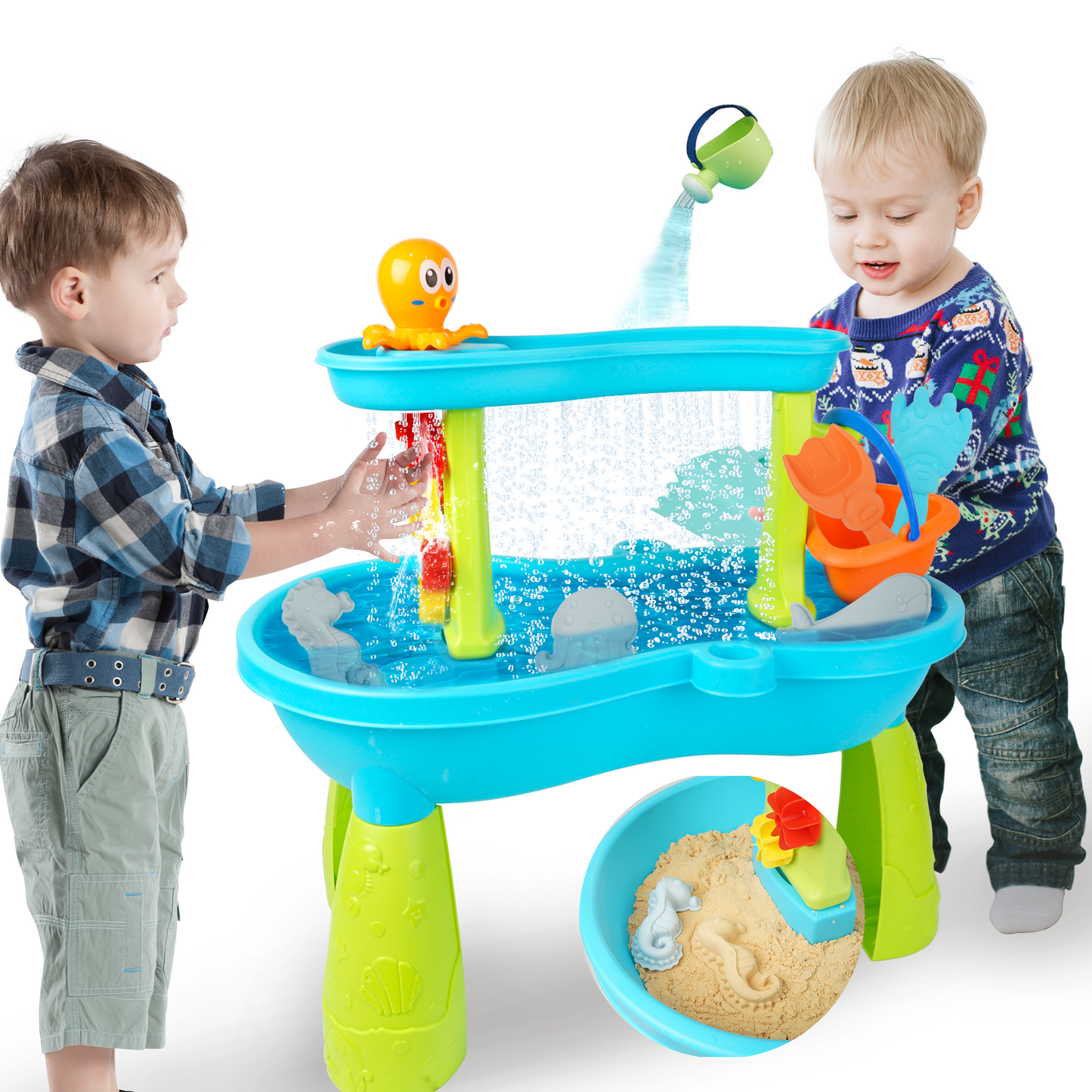 YCFUN Kids Sand Water Table for Toddlers, YCFUN Sand and Water Play Table Toys Outside Beach Toys for Toddler Boys Girls Age 1-3 3-5 Gift