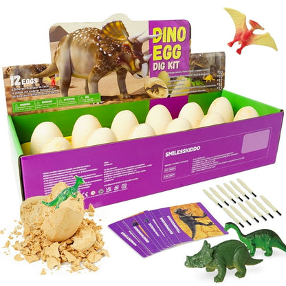 YCFUN Kids Toys, YCFUN Easter Eggs STEM Toys Dino Eggs Dig Kit Discover 12 Unique Large Surprise Dinosaur for Boys Girls for Easter