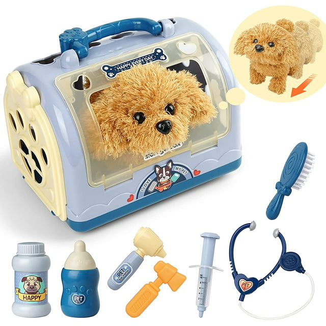 Pet Care Playset Robot Dog Toys for Kids, Pet Vet Play Set with Case, Toddler Toys for Age 2-8