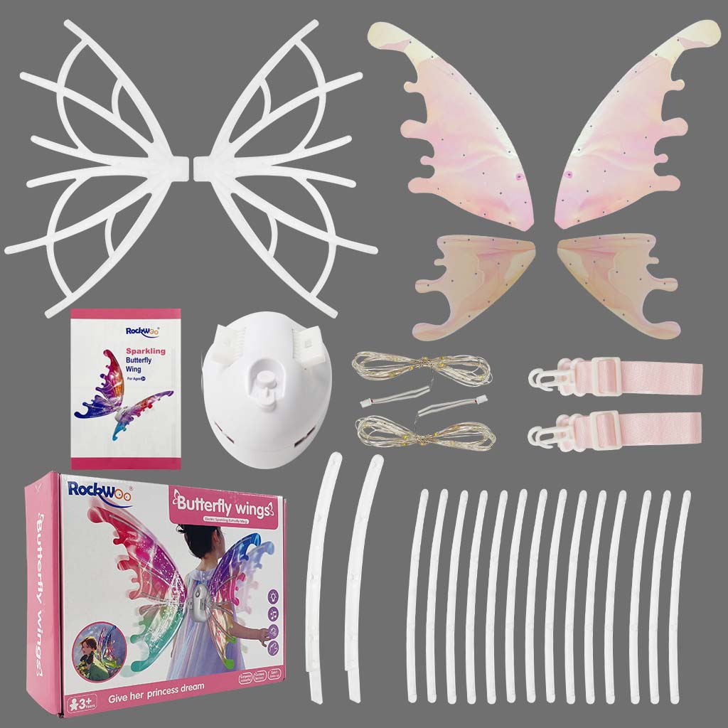 YCFUN Princess Dress up Costume with Electric Fairy Wings for Girls Age 3-8, Halloween Christmas Gift with Lights, Music
