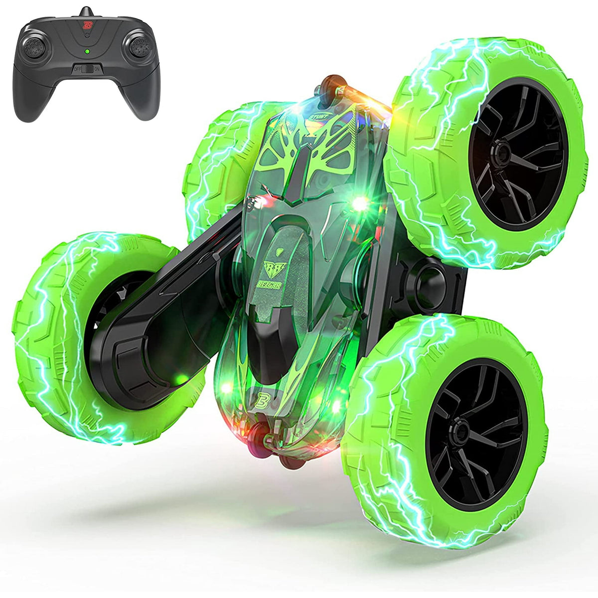 YCFUN SK03 LED RC Car, 2.4GHz Double Side 360 Flips RC Stunt Car