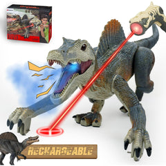 YCFUN Remote Control Dinosaur, RC Walking Dinosaur Toys with Spray Sound