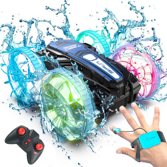 YCFUN Remote Control Cars, YCFUN RC Cars Amphibious RC Boat for Boys 5-7 8-12, Gesture Sensing RC Stunt Car RC Pool Toys for Adults Kids