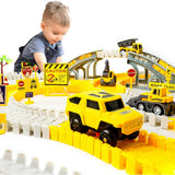 YCFUN R01 Dinosaur Toys, 260 Pcs Dinosaur Car Race Track Toy with 3 Cars Playset, Includes 250 Flexible Train Track, 7 Dinosaur and 2 Dinosaur Head Best Gift for Boys Girls Ages 3 4 5 6 7Years Old and Up