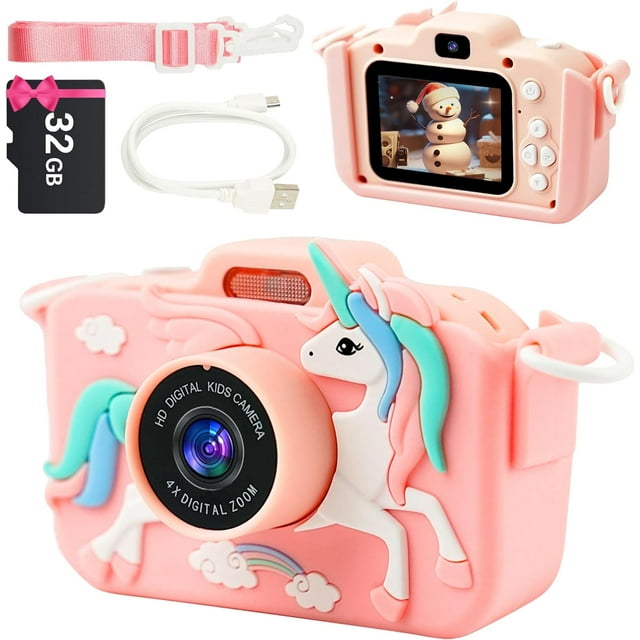 YCFUN BCX5D Kids Camera Toddler Camera for Girls, Christmas Birthday Gifts for Girls Age 3-6, Kids Digital Camera for 7 8 9 10 12 Year Old, Selfie Camera for Kids, 32GB TF Card(Purple)