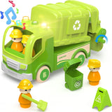 YCFUN Construction Toy Vehicles Trucks, Wooden Toy Cars for Kids