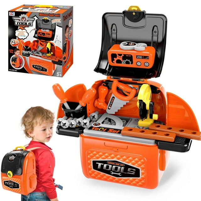 YCFUN Kids Tool Set Kids Bench Tool Backpack Pretend Play Construction Toys for Kids Toddlers Boys Girls Aged 3 4 5 6 7
