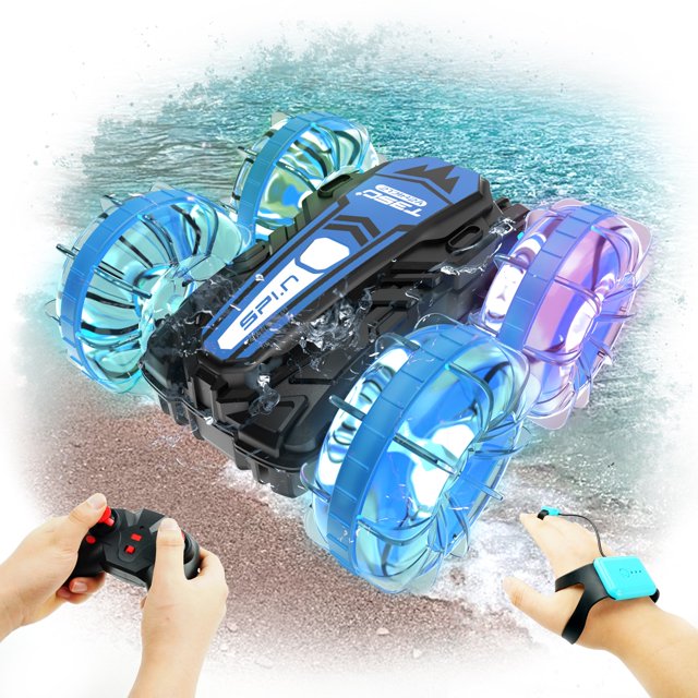 YCFUN Remote Control Cars, YCFUN RC Cars Amphibious RC Boat for Boys 5-7 8-12, Gesture Sensing RC Stunt Car RC Pool Toys for Adults Kids