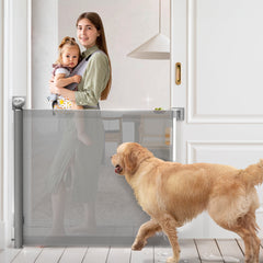 YCFUN Retractable Mesh Baby Gates, Dog Pet Safety Gate for Doorway Stairs Extends to 55''Wide for Kids/Child, Black