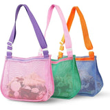 YCFUN Beach Toy Mesh Beach Bags Kids Shell Collecting Bag Sand Toy Seashell Bag for Kids with Adjustable Carrying Straps Sand toys Beach Toys Swimming Accessories for Boys and Girls (4 Pack)