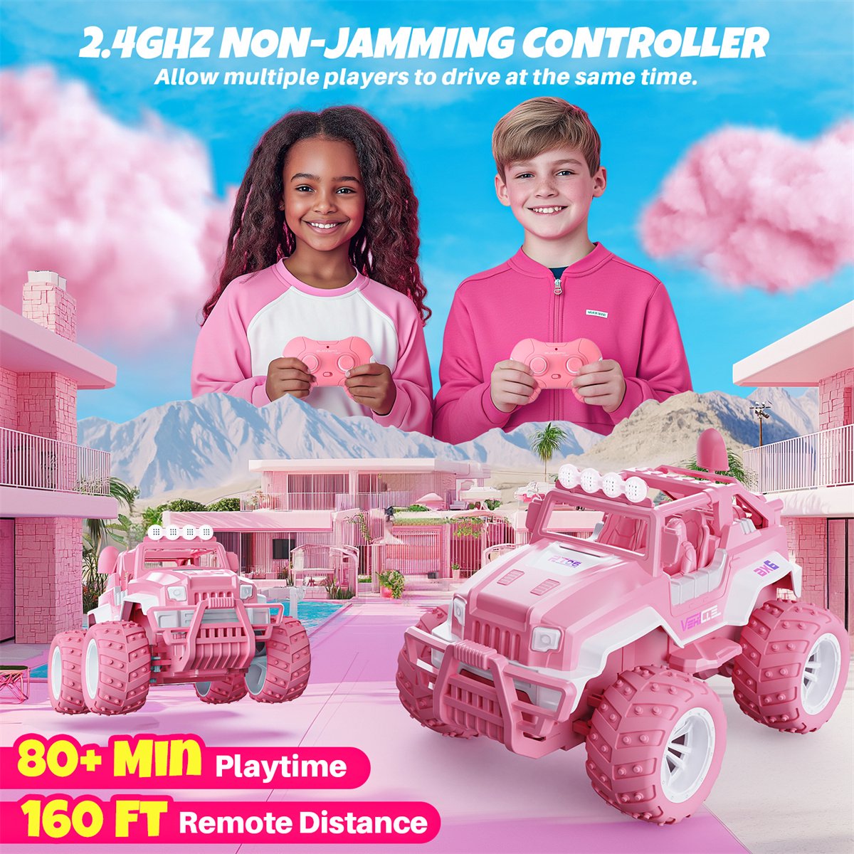 YCFUN Remote Control Cars for Girls, 2.4Ghz All Terrain RC Truck Pink Toys