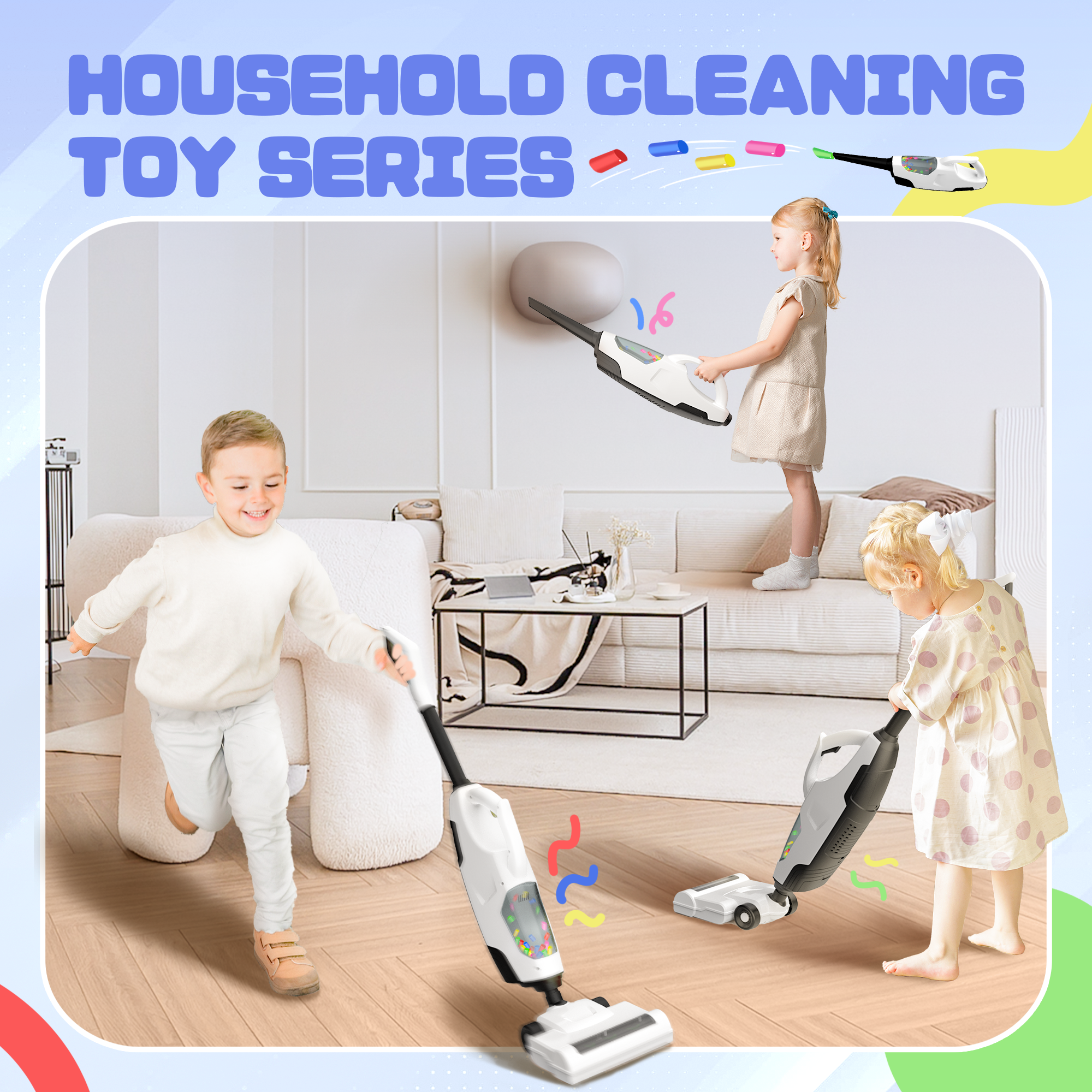 YCFUN Toy Vacuum Cleaning Set for Kids, Pretend Play Toys
