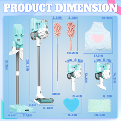 YCFUN 3-in-1 Kids Toy Vacuum, Cleaning Set with Apron, Duster, Cloth & Colorful Beads, Housekeeping Toys Gifts for Toddler