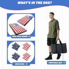 YCFUN Portable Cornhole Board Set - 2 Wooden Cornhole Board with 8 Bean Bags and Carrying Case