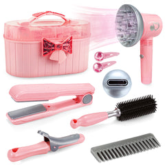 YCFUN Hair Salon Toys for Girls,Pretend Hair Styling Set with Realistic Hair Dryer