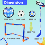 YCFUN 4-in-1 Foldable Soccer Set, Beginner Sports Soccer Game Hover Ball Outside Toys Gifts for Kids Boys Girls Children Ages 3+, Soccer Hockey Bowling Set