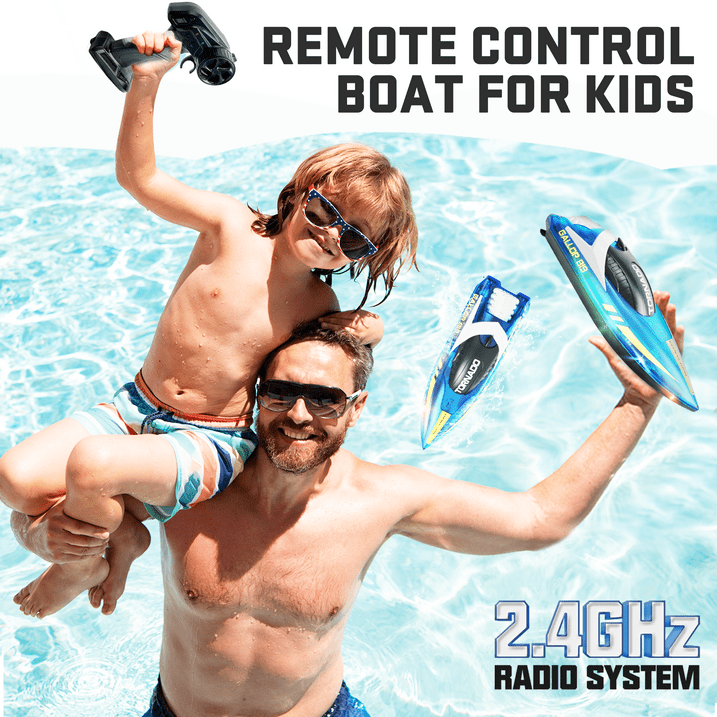 RC Boats, YCFUN 15+MPH Fast Remote Control Boat with Led Lights for Pools and Lakes, 2.4Ghz High Speed RC Boat with Rechargeable Batterie, Racing Boat for Kids Gifts for Boys Girls