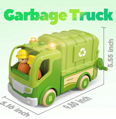 YCFUN Toy Wodden Car Truck Set, STEM Garbage Truck Vehicle Playsets Toys for Boys Kids Toddler Ages 3 4 5 6 7 8 Year Olds