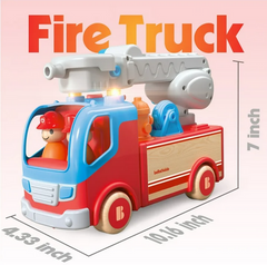 YCFUN Toy Wodden Car Fire Truck Set, STEM Fire Engine Vehicle Playsets Toys for Boys Kids Toddler Ages 3 4 5 6 7 8 Year Olds