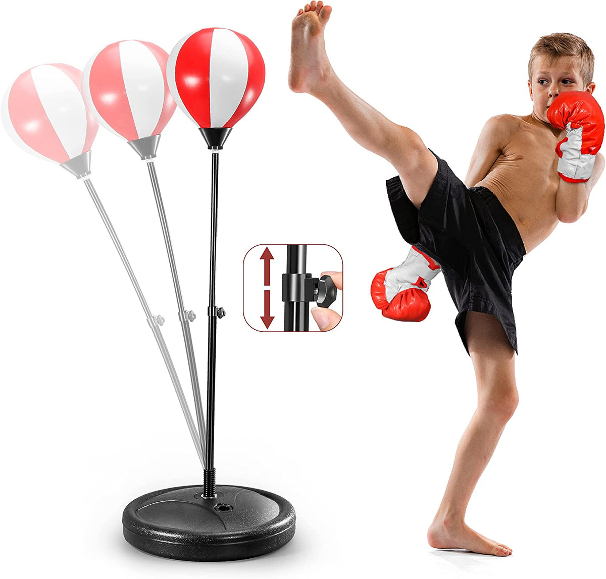 YCFUN Punching Bag for Kids - Kids Boxing Set Include Boxing Gloves, Height Adjustable Stand & Reflex Bag Kids Punching Bag for 3-8 Years, Boxing Bag for Kids | Toys Gifts for Boys 3 4 5 6 7 8