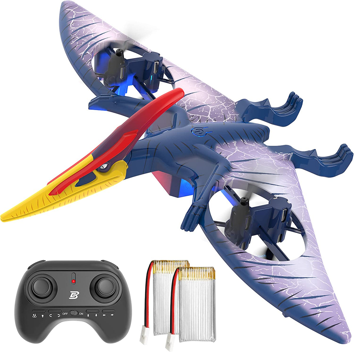 YCFUN Remote Control Dinosaur Toys for Kids- Bezgar Remote Control Drone RC Quadcopter for Beginners Gift for Boys and Girls RC Pterosaur with 2 Batteries, Headless Mode, One Key Take Off Landing Speed Adjustment with Light