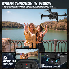 YCFUN BD101 Drone with 1080P Camera for Adults and Kids, Foldable FPV Remote Control Drone with Gestures Selfie, Auto Hover