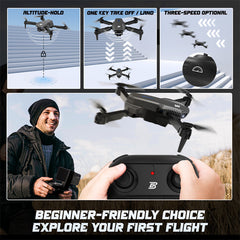 YCFUN BD101 Drone with 1080P Camera for Adults and Kids, Foldable FPV Remote Control Drone with Gestures Selfie, Auto Hover