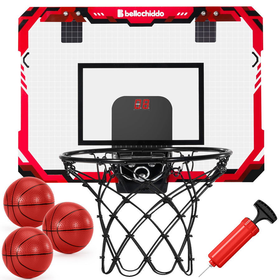 YCFUN Mini Basketball Hoop Set with Electronic Scorer and 3 Balls, Basketball Toys Gifts for Boys & Girls