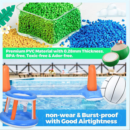 YCFUN Pool Toys - Swimming Pool Basketball & Volleyball Sets Incl Inflatable Pool Volleyball Net, Floating Basketball Hoop and Water Football