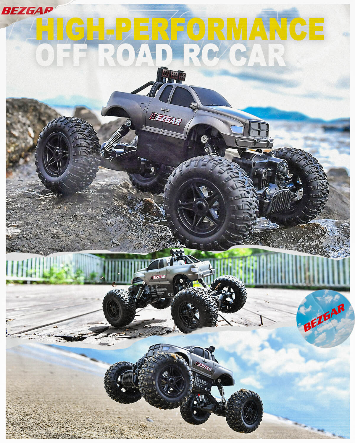 YCFUN TC141 Toy Grade 1:14 Scale Remote Control Car, All Terrains Electric Toy Off Road RC Truck