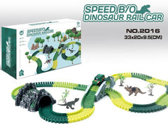 YCFUN R01 Dinosaur Toys, 260 Pcs Dinosaur Car Race Track Toy with 3 Cars Playset, Includes 250 Flexible Train Track, 7 Dinosaur and 2 Dinosaur Head Best Gift for Boys Girls Ages 3 4 5 6 7Years Old and Up