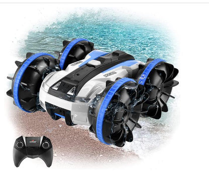 YCFUN A206 Amphibious RC Car for Kids - 2.4GHz Remote Control Boat Waterproof RC Monster Truck Stunt Car 4WD Remote Control Vehicle Teens Boy Girl Adult Gift All-Terrain Water Beach Pool Blue Toy